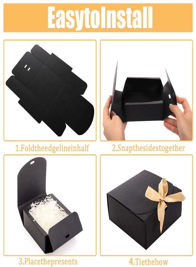 ZENFUN 36 Pack Small Black Gift Boxes with Lids, 4.5" x4.5"x2" Square Cardboard Gift Boxes with Champagne Wrap Ribbons, Proposal Box Gift Wrap Boxes for Presents Birthday Wedding Party Chocolate Candy - Image 4